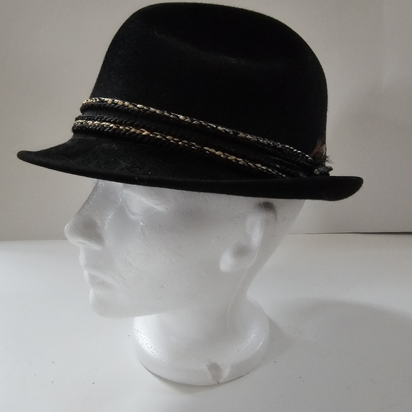 Vintage Mallory felt fedora black hat 1950s-1960s Retro style - Picture 1 of 15